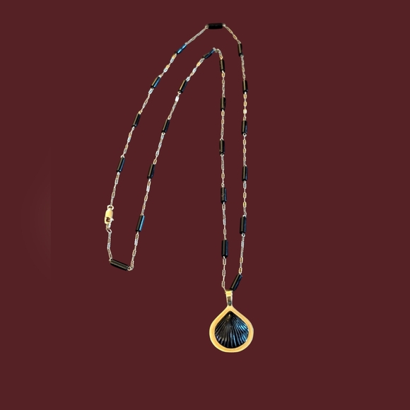 Bernard K. Passman #4 18K Black Coral Seashell Pendant 14K Chain Replaced Clasp - Picture 11 of 13